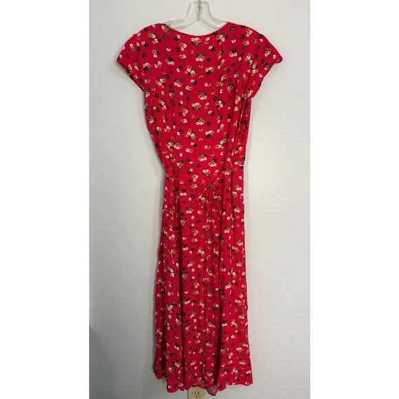 Gap Wrap Dress Small Women Maxi Pink Floral Cap Sleeve Y2K Romantic Fairy - Picture 5 of 9